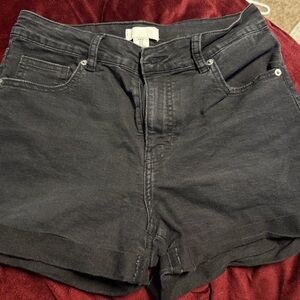 H&M Black Jean Shorts High-Waisted Cuffed